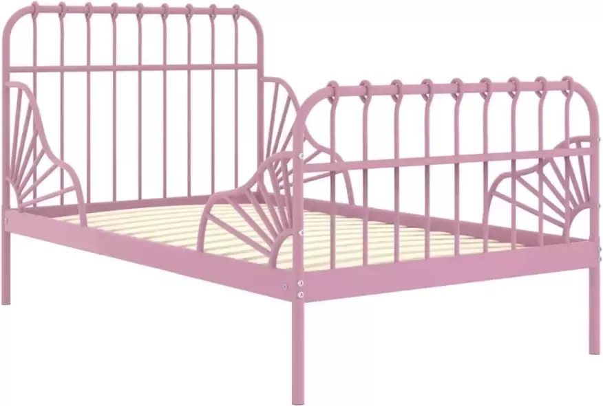 VidaXL -Bedframe-verlengbaar-metaal-roze-80x130 200-cm - Foto 5