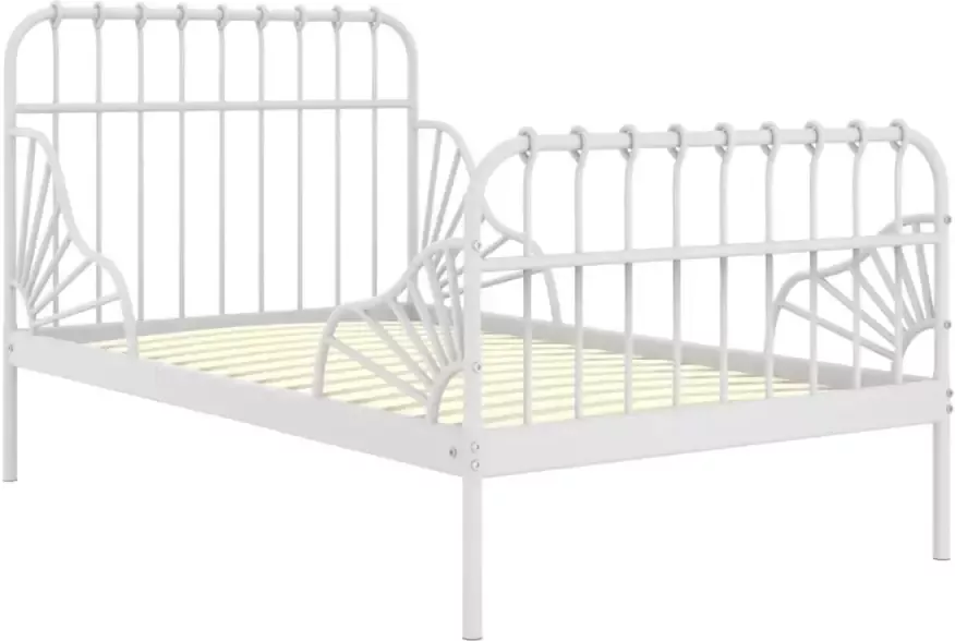 VidaXL -Bedframe-verlengbaar-metaal-wit-80x130 200-cm - Foto 2
