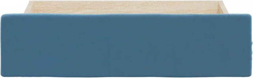 VIDAXL Bedlades 2 st bewerkt hout en fluweel blauw - Foto 3