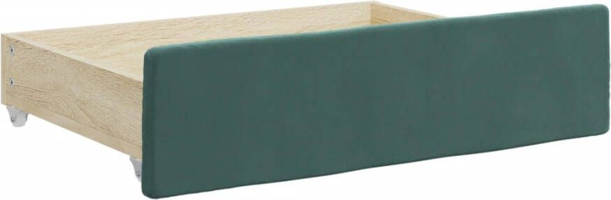 VIDAXL Bedlades 2 st bewerkt hout en fluweel donkergroen - Foto 2