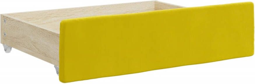 VIDAXL Bedlades 2 st bewerkt hout en fluweel geel - Foto 2