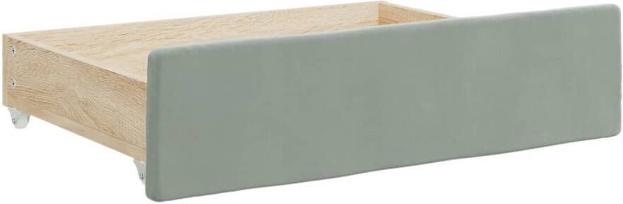 VIDAXL Bedlades 2 st bewerkt hout en fluweel lichtgrijs - Foto 2