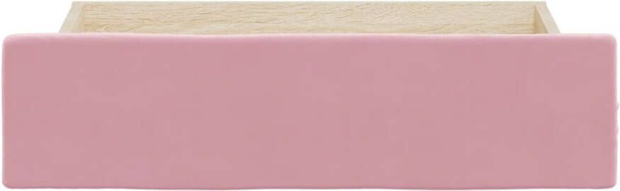 VIDAXL Bedlades 2 st bewerkt hout en fluweel roze - Foto 3