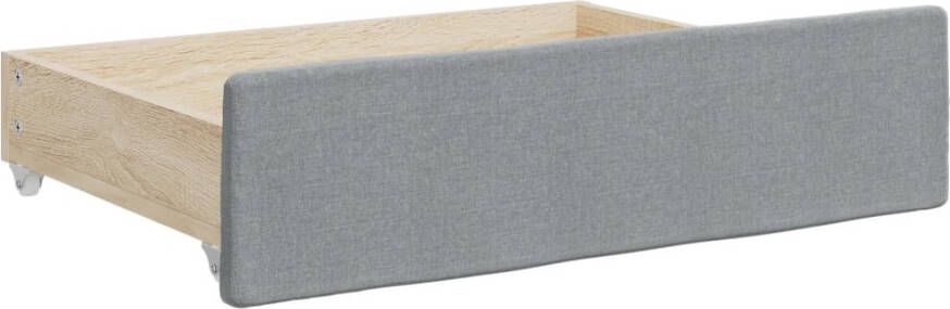 VidaXL Opberglades bed 2 st bewerkt hout bewerkt hout stof lichtgrijs