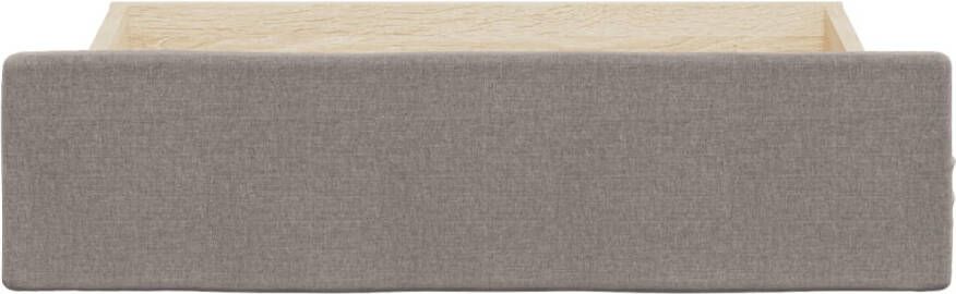 VIDAXL Bedlades 2 st bewerkt hout en stof taupe - Foto 3