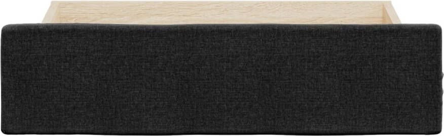 VIDAXL Bedlades 2 st bewerkt hout en stof zwart - Foto 3