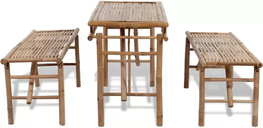 VidaXL Picknick tafel set inklapbaar bamboe 3-delig - Foto 3
