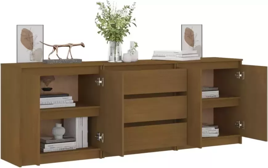 VidaXL -Bijzetkast-180x36x65-cm-massief-grenenhout-honingbruin