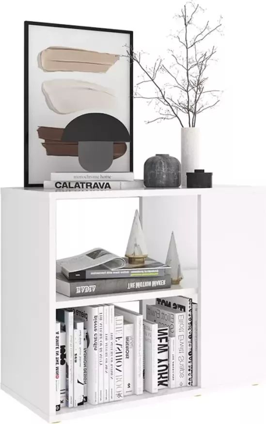 VidaXL Prolenta Premium Bijzetkast 60x30x50 cm bewerkt hout wit - Foto 4