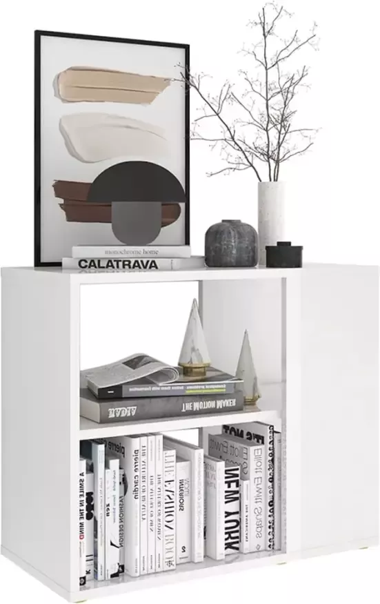 VidaXL -Bijzetkast-60x30x50-cm-bewerkt-hout-hoogglans-wit - Foto 4