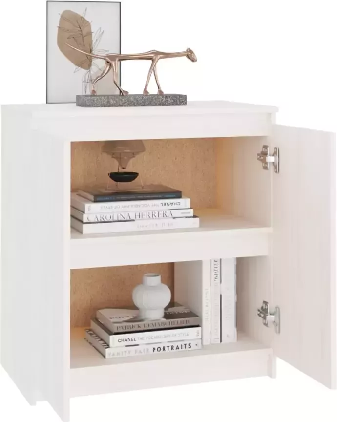 VidaXL -Bijzetkast-60x36x65-cm-massief-grenenhout-wit - Foto 4