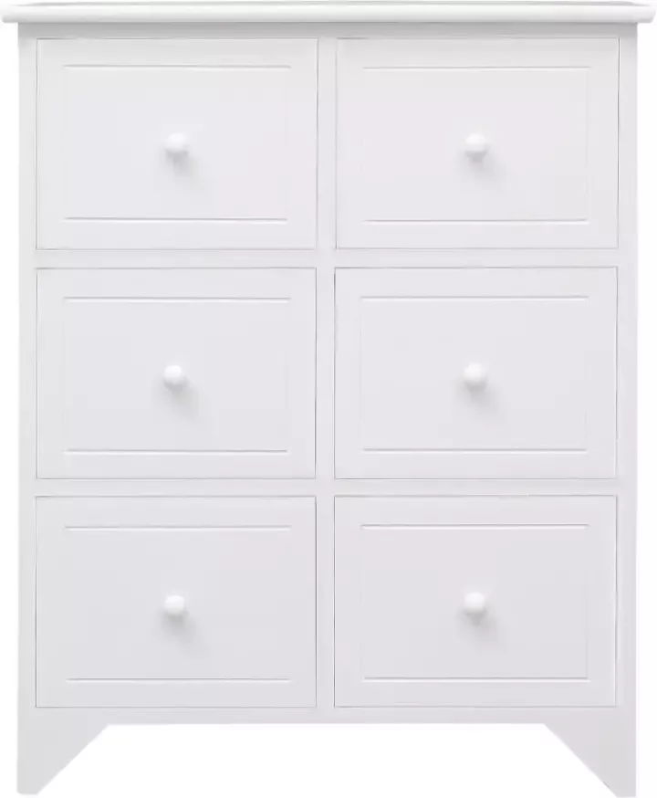 VidaXL -Bijzetkast-met-6-lades-60x30x75-cm-paulowniahout-wit - Foto 4
