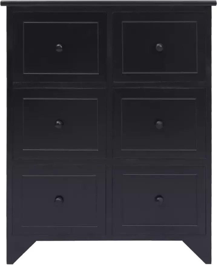 VidaXL -Bijzetkast-met-6-lades-60x30x75-cm-paulowniahout-zwart - Foto 4