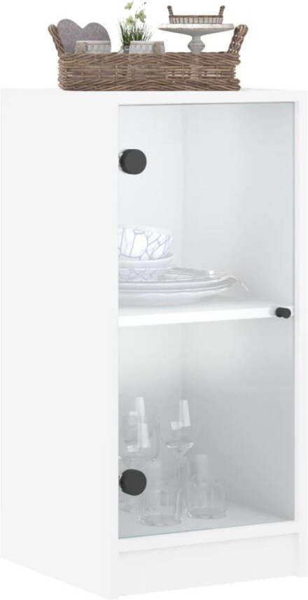 VidaXL -Bijzetkast-met-glazen-deuren-35x37x75 5-cm-wit - Foto 4