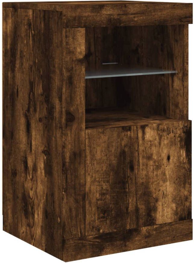 VidaXL -Bijzetkast-met-LED-bewerkt-hout-gerookt-eikenkleurig - Foto 2
