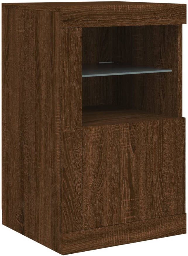 VidaXL -Bijzetkast-met-LED-verlichting-bewerkt-hout-bruineikenkleurig - Foto 5
