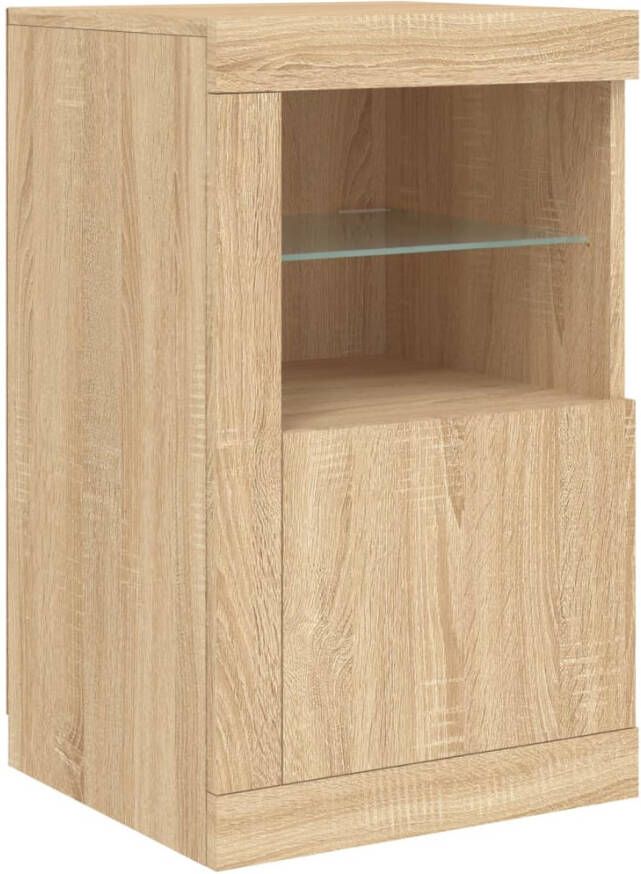 VidaXL -Bijzetkast-met-LED-verlichting-bewerkt-hout-sonoma-eikenkleurig - Foto 2