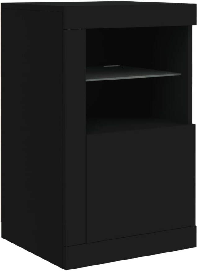 VidaXL -Bijzetkast-met-LED-verlichting-bewerkt-hout-zwart - Foto 6