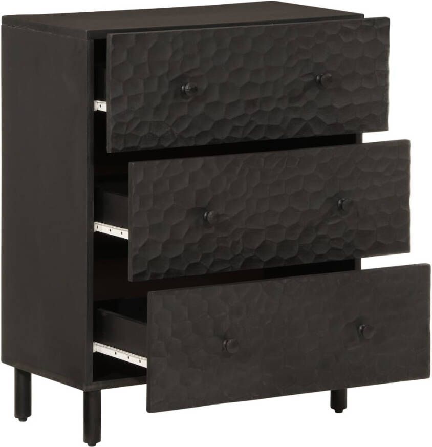 VidaXL -Bijzetkasten-2-st-60x33x75-cm-massief-mangohout-zwart - Foto 3