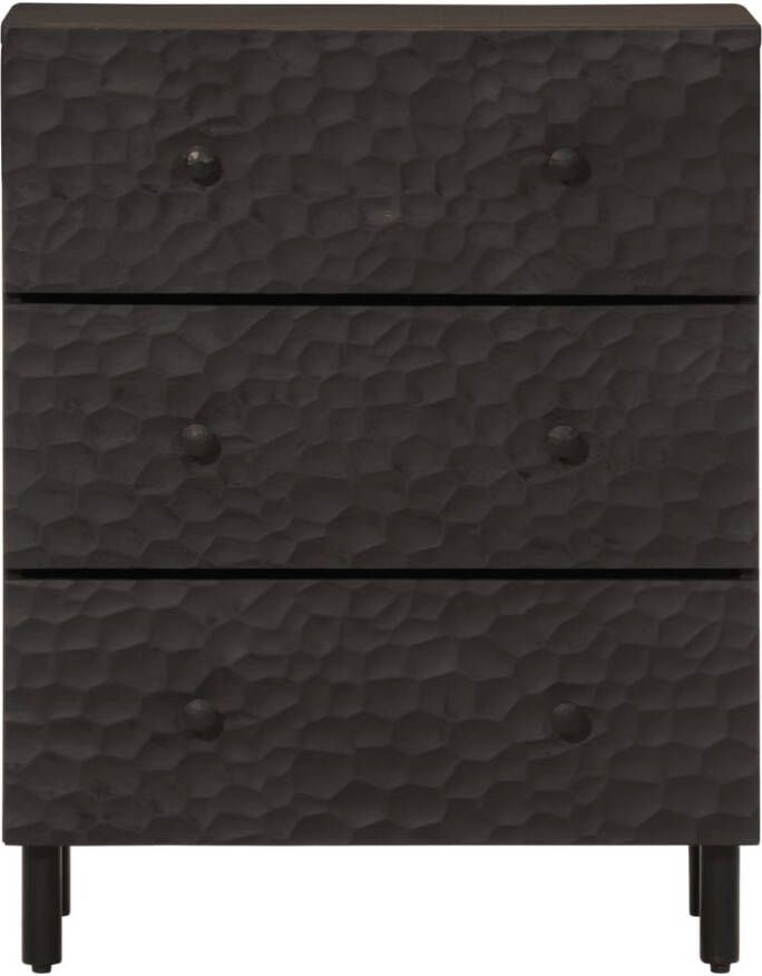 VidaXL -Bijzetkasten-2-st-60x33x75-cm-massief-mangohout-zwart - Foto 2