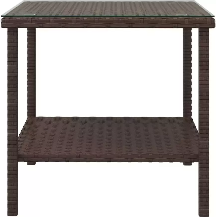 VidaXL -Bijzettafel-45x45x45-cm-poly-rattan-en-gehard-glas-bruin - Foto 1