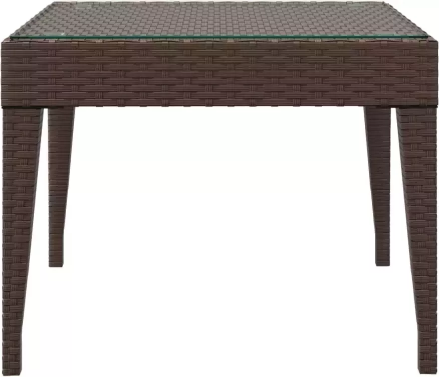 VidaXL -Bijzettafel-50x50x38-cm-poly-rattan-en-gehard-glas-bruin