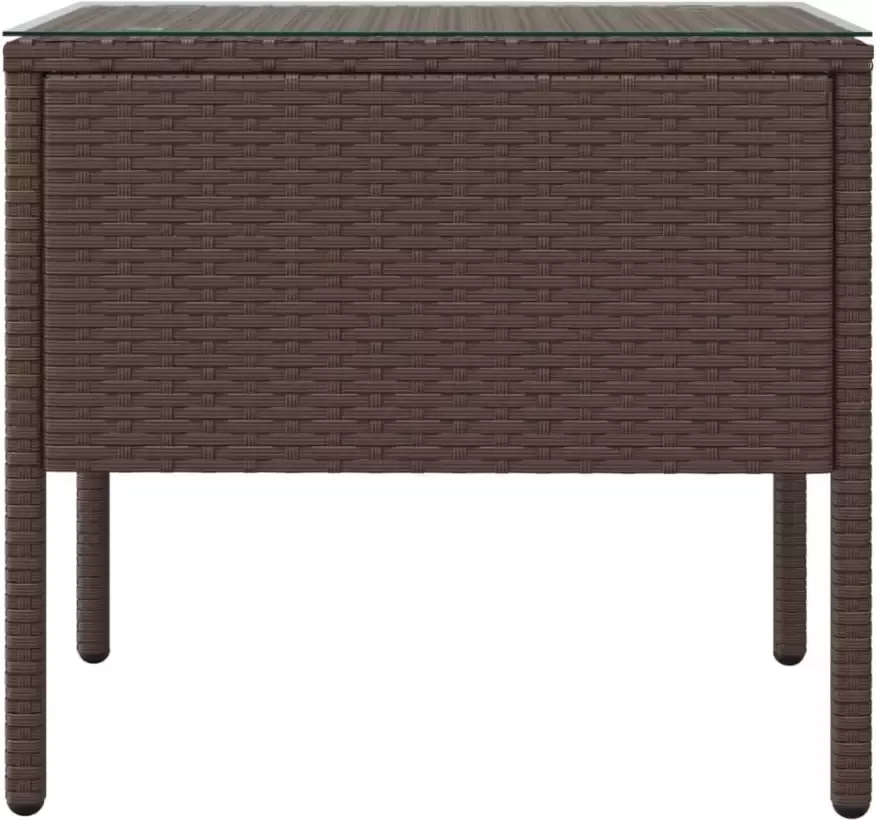 VidaXL -Bijzettafel-53x37x48-cm-poly-rattan-en-gehard-glas-bruin - Foto 1