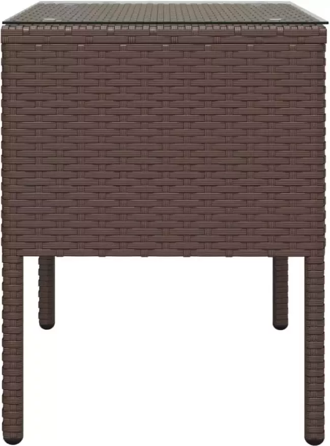 VidaXL -Bijzettafel-53x37x48-cm-poly-rattan-en-gehard-glas-bruin - Foto 4