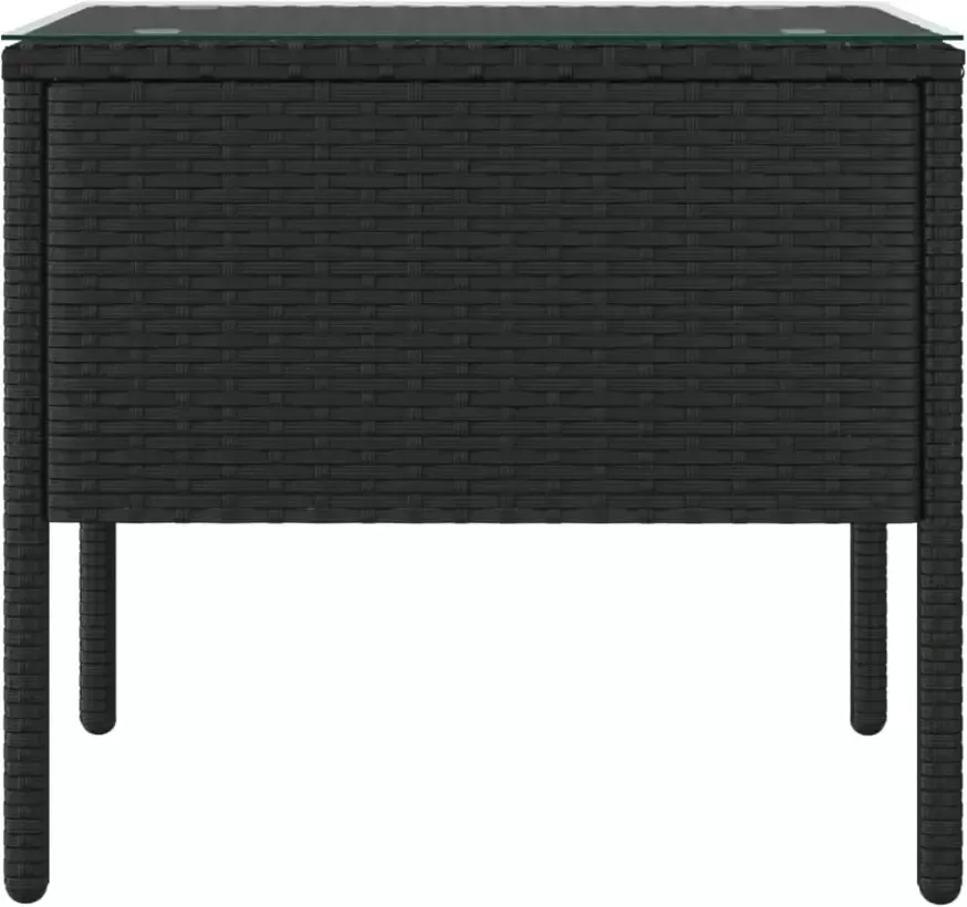 VidaXL -Bijzettafel-53x37x48-cm-poly-rattan-en-gehard-glas-zwart - Foto 1