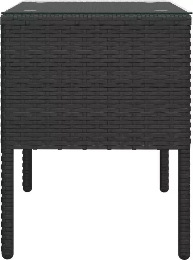 VidaXL -Bijzettafel-53x37x48-cm-poly-rattan-en-gehard-glas-zwart - Foto 4