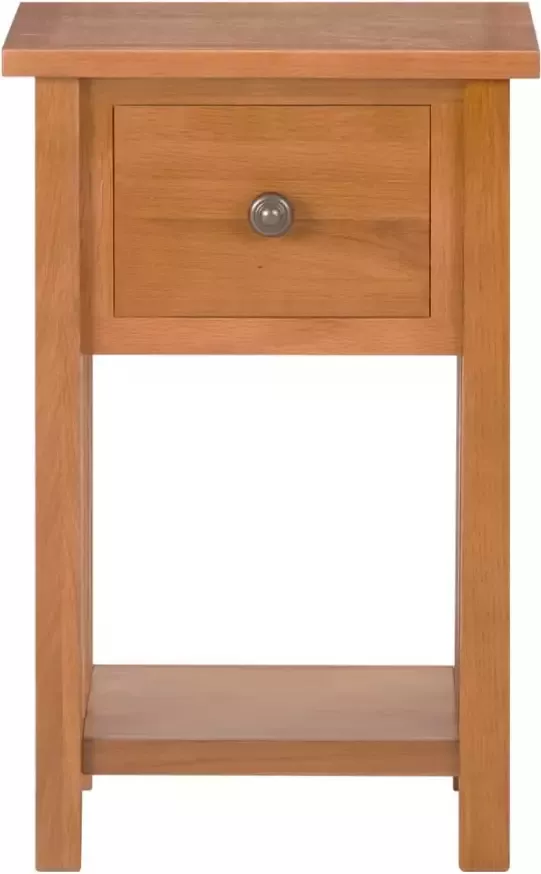 VidaXL -Bijzettafel-met-lade-35x27x55-cm-massief-eikenhout - Foto 2