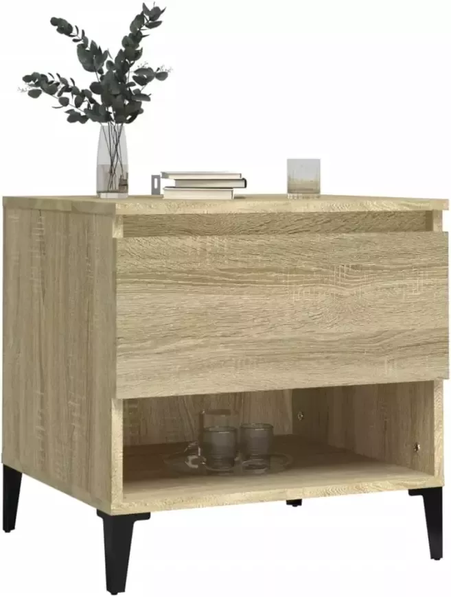 VidaXL -Bijzettafels-2-st-50x46x50-cm-bewerkt-hout-sonoma-eikenkleurig - Foto 4