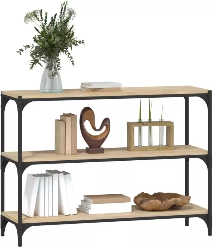 VidaXL -Boekenkast-100x33x70 5-cm-bewerkt-hout-en-staal-sonoma-eiken - Foto 4