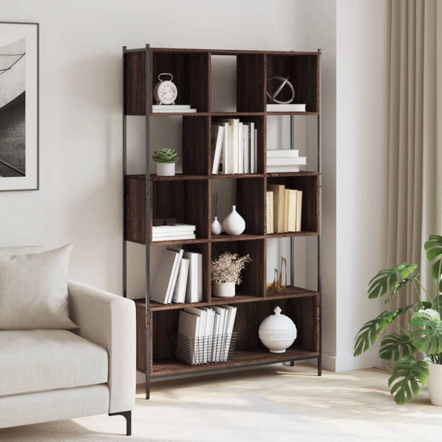 VidaXL -Boekenkast-102x28x172-cm-bewerkt-hout-bruineikenkleurig