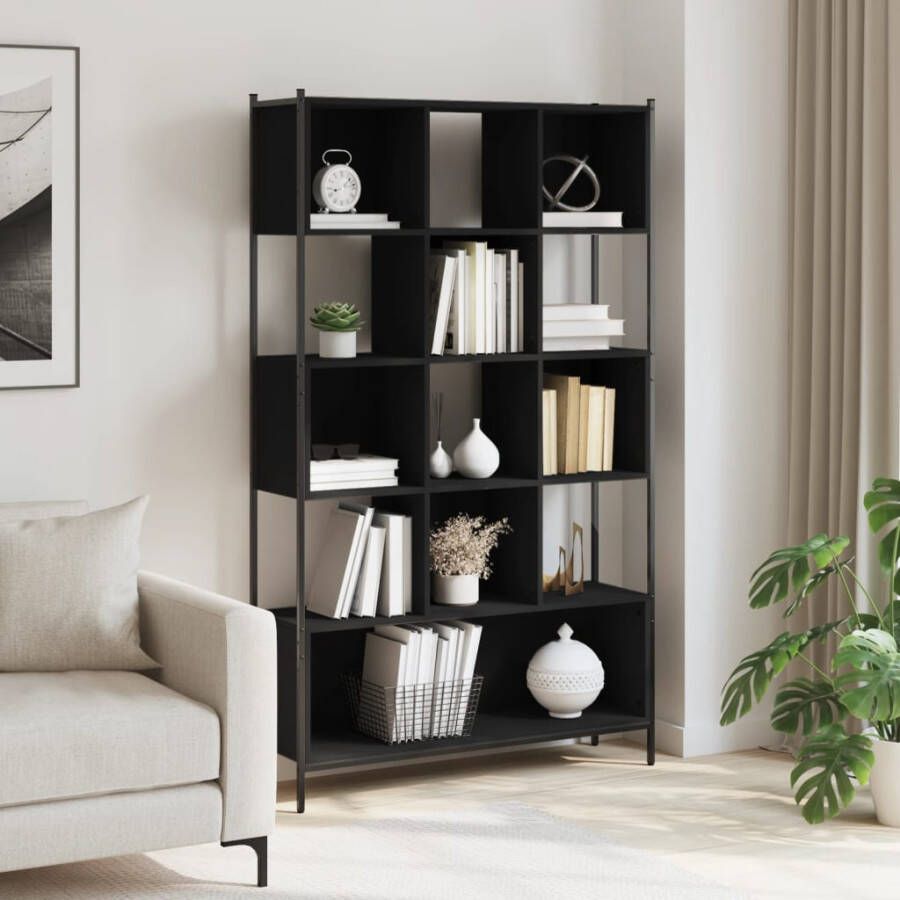 VidaXL -Boekenkast-102x28x172-cm-bewerkt-hout-zwart