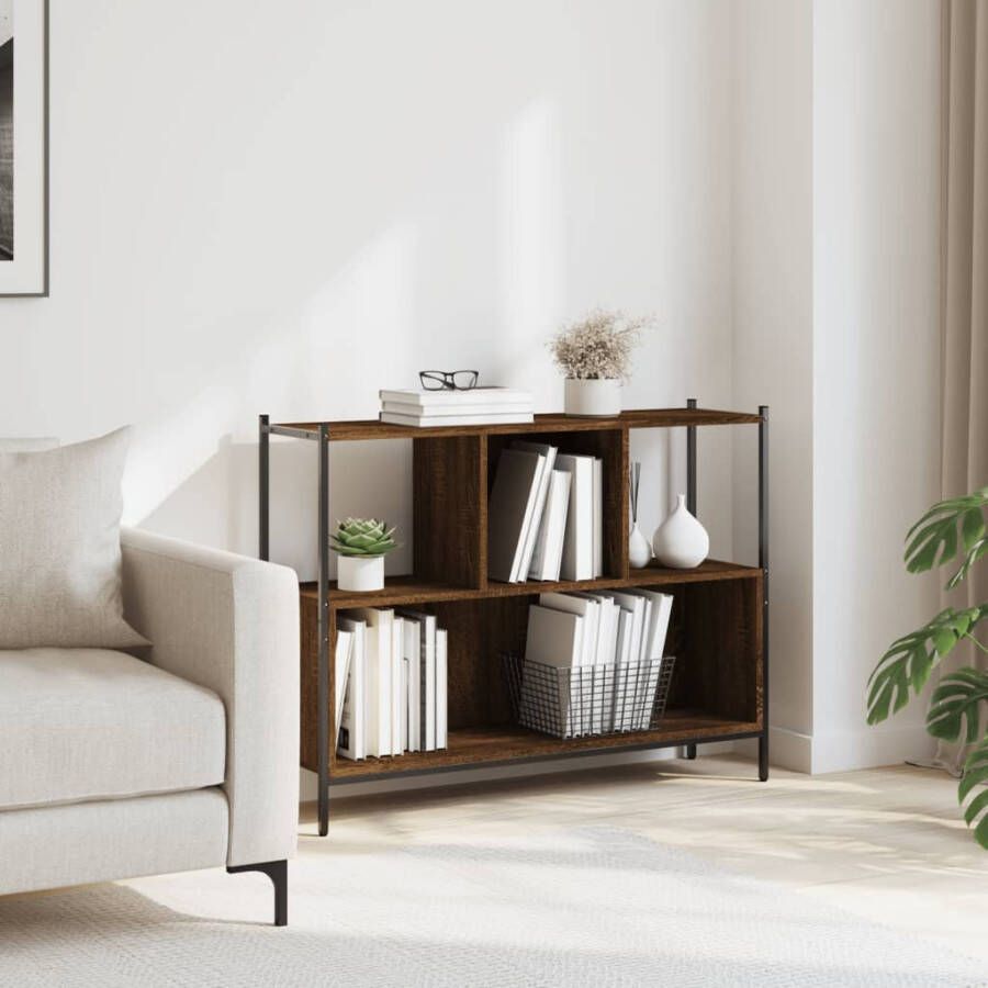 VidaXL -Boekenkast-102x28x77 5-cm-bewerkt-hout-bruineikenkleurig