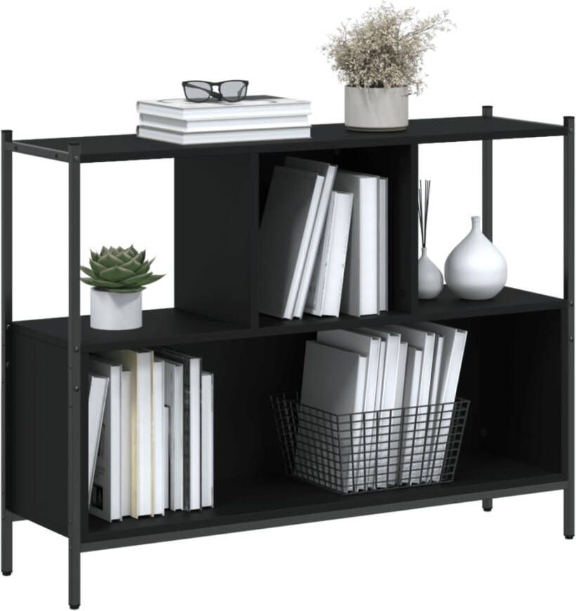 VidaXL -Boekenkast-102x28x77 5-cm-bewerkt-hout-zwart - Foto 2