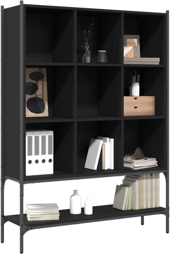 VidaXL -Boekenkast-102x30x141 5-cm-bewerkt-hout-zwart - Foto 4