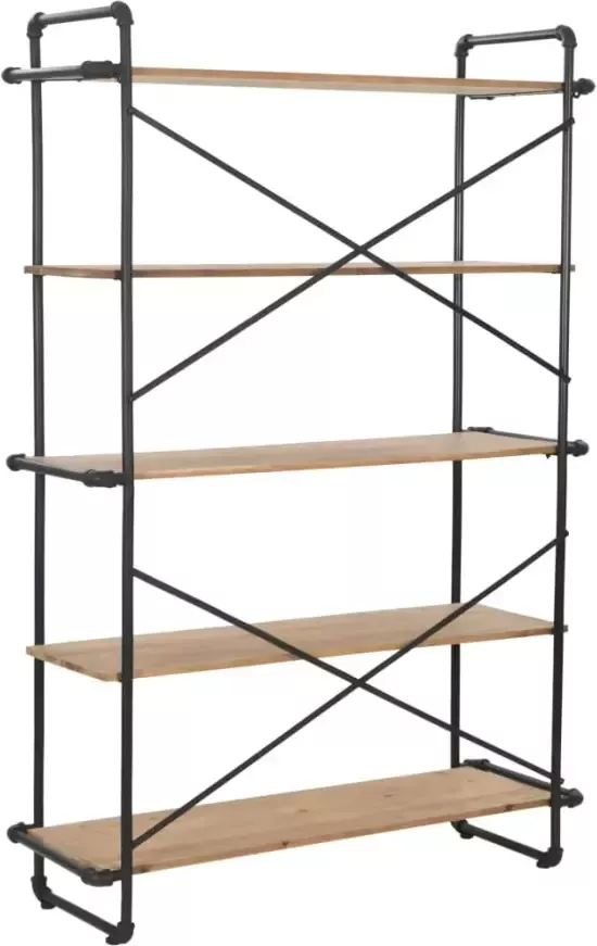 VidaXL -Boekenkast-120x42x180-cm-massief-vurenhout-en-staal - Foto 3