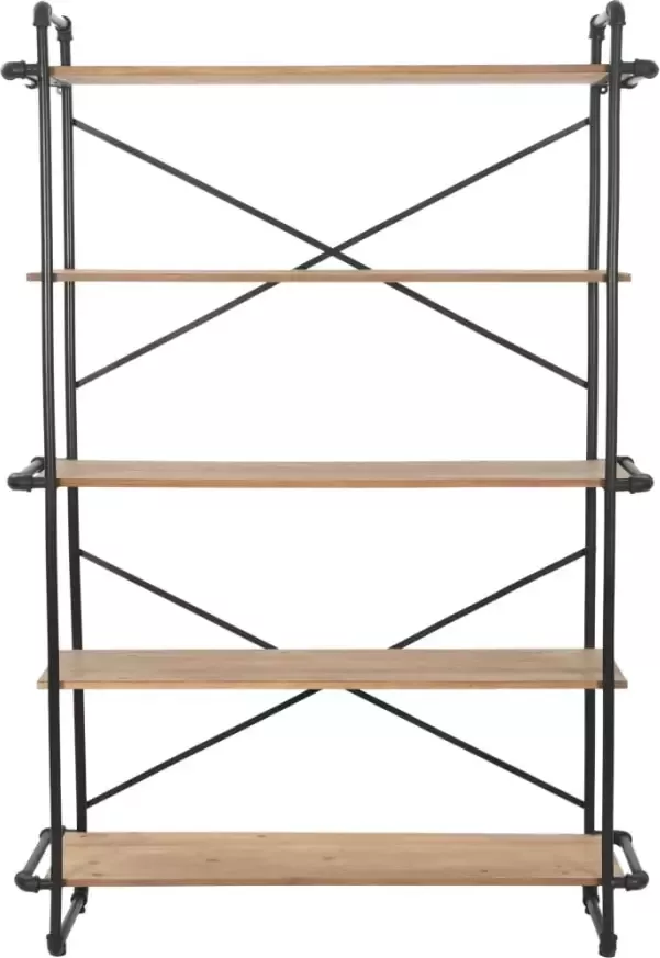 VidaXL -Boekenkast-120x42x180-cm-massief-vurenhout-en-staal