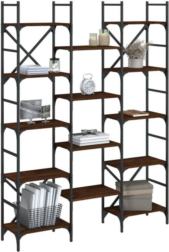 VidaXL -Boekenkast-127 5x28 5x172 5-cm-bewerkt-hout-bruineikenkleurig - Foto 4