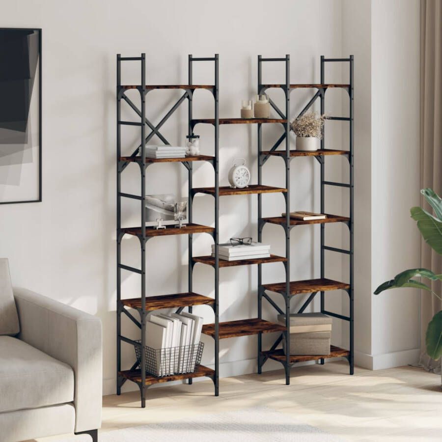 VidaXL -Boekenkast-127 5x28 5x172 5-cm-bewerkt-hout-gerookt-eikenkleur