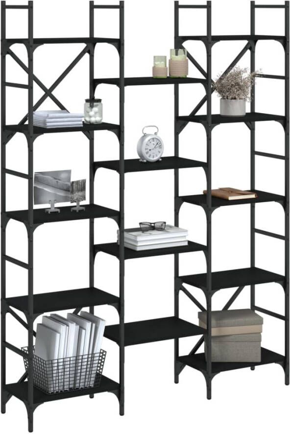 VidaXL -Boekenkast-127 5x28 5x172 5-cm-bewerkt-hout-zwart - Foto 4