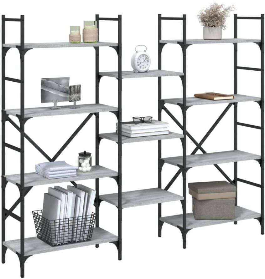 VidaXL -Boekenkast-160x28 5x136 5-cm-bewerkt-hout-grijs-sonoma-eiken - Foto 4