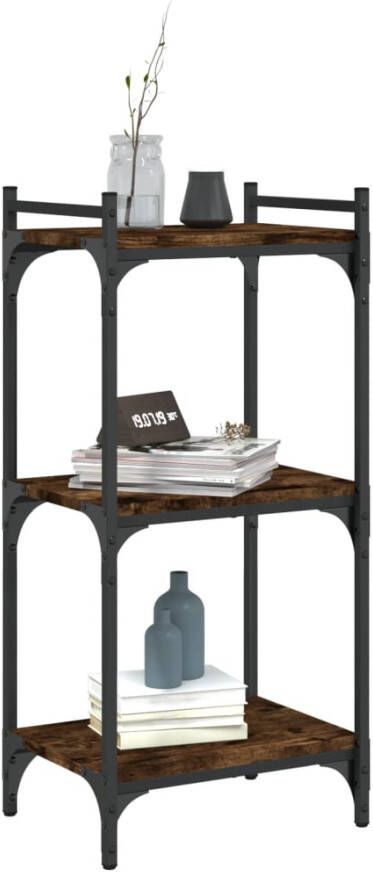 VidaXL -Boekenkast-3-laags-40x30x86-cm-bewerkt-hout-gerookt-eikenkleur