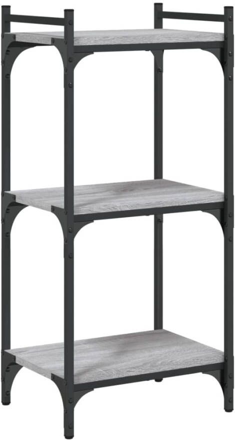 VidaXL -Boekenkast-3-laags-40x30x86-cm-bewerkt-hout-grijs-sonoma