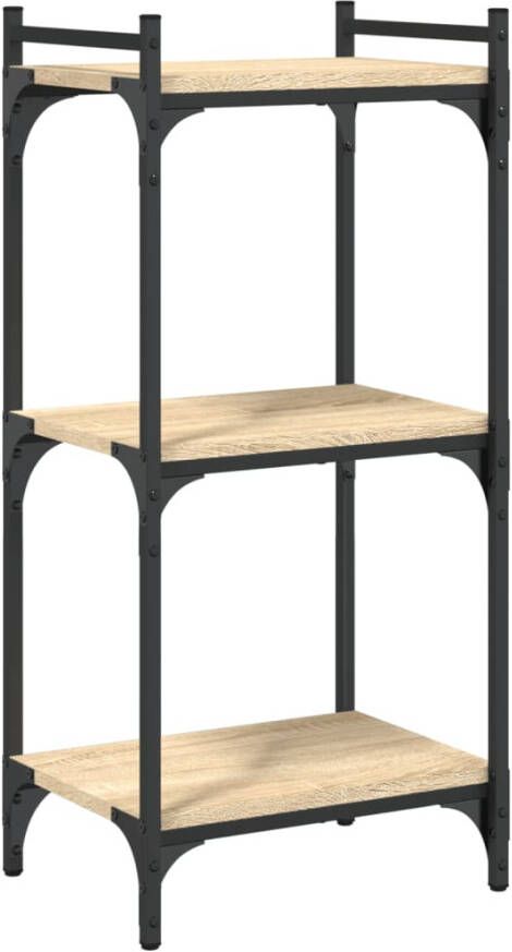 VidaXL -Boekenkast-3-laags-40x30x86-cm-bewerkt-hout-sonoma-eikenkleurig
