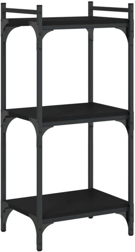 VidaXL -Boekenkast-3-laags-40x30x86-cm-bewerkt-hout-zwart - Foto 6