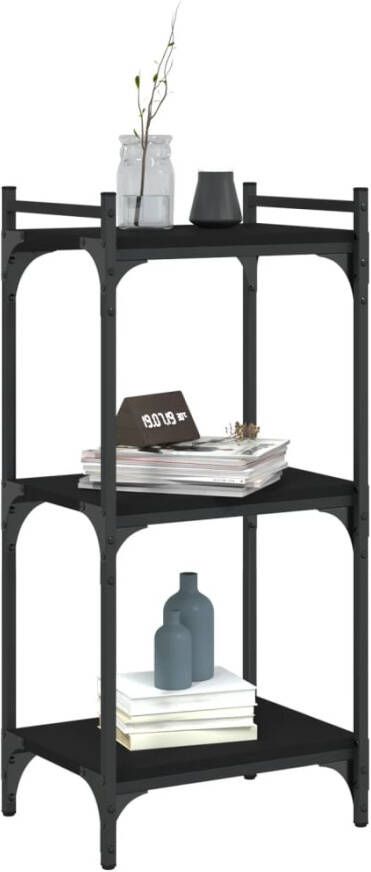 VidaXL -Boekenkast-3-laags-40x30x86-cm-bewerkt-hout-zwart - Foto 8