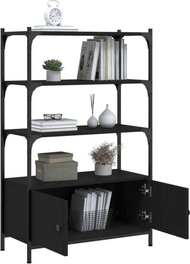 VidaXL -Boekenkast-3-laags-70x30x109 5-cm-bewerkt-hout-zwart - Foto 2